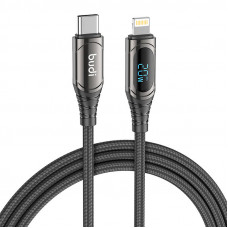 Budi USB-C to Lightning LED cable Budi, 20W, 1.5m (black)