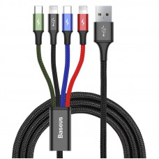 Baseus Fast USB kabelis 4in1 USB-C / 2x Lightning / Micro 3,5A 1,2m - melns