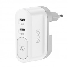 Budi Wall charger with light Budi 326DE, 2xUSB-C, 40W, (white)