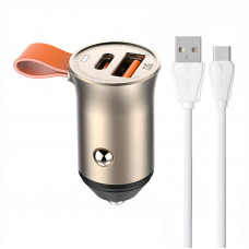 Ldnio C509Q USB, USB-C 30W Car charger + USB-C cable Cable