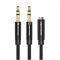 Vention Cable Audio 2x 3.5mm male to 3,5mm female Vention BBUBY 0.3m Black