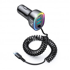 Joyroom Car charger Joyroom JR-CL20, 2x USB + 2x Lightning, 57W + Lightning cable (black)