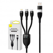 Baseus 3in1 USB cable Baseus Flash Series 2, USB-C + micro USB + Lightning, 100W, 1.2m (black)