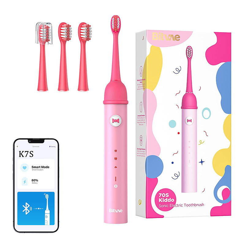 Bitvae Sonic toothbrush with app for kids and tips set  Bitvae K7S (pink)