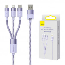 Baseus 3in1 USB cable Baseus StarSpeed Series, USB-C + Micro + Lightning 3,5A, 1.2m (Purple)