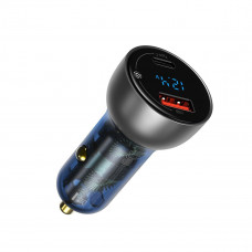 Baseus Dual Quick Charger Car Charger Baseus Particular Digital Display QC+PPS 65W (Silver)