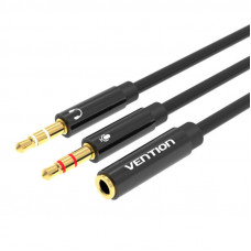 Vention Cable Audio 2x 3.5mm Male to 4-Pole Female 3.5mm Vention BBTBY 0.3m Black
