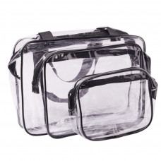 Transparent cosmetic bag travel organizer for airplane 3 pieces