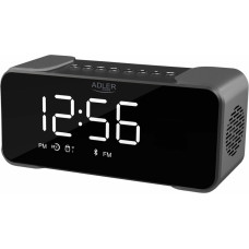 Adler AD 1190 Silver wireless radio alarm clock portable Bluetooth USB AUX SD card 2600mAh