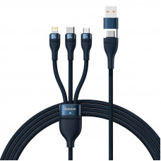 Baseus 3in1 USB cable Baseus Flash Series 2, USB-C + micro USB + Lightning, 100W, 1.2m (blue)