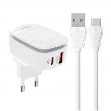 Ldnio Wall charger  LDNIO A2425C USB, USB-C + USB-C cable