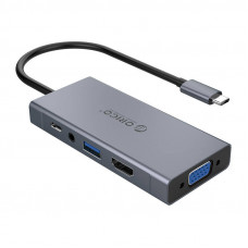 Orico Adapter Hub Orico 5-in-1, HDMI 4K + USB 3.0 + VGA + AUX + USB-C PD 60W