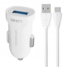 Ldnio Car charger LDNIO DL-C17, 1x USB, 12W + Micro USB cable (white)