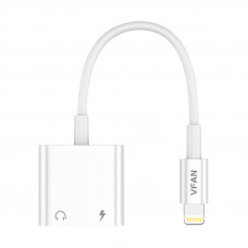 Vipfan Cable Vipfan L10 Lightning to Lightning + mini jack 3.5mm AUX, 10cm (biały)