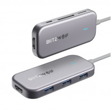 Blitzwolf 7in1 Blitzwolf BW-TH5 centrmezgls USB-C līdz 3xUSB 3.0, HDMI, USB-C PD, SD, microSD