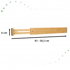 Drawer organizer adjustable bamboo separator 56x6x1.5cm 1 piece