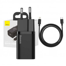 Baseus Super Si Quick Charger 1C 20W ar USB-C kabeli Lightning 1m (melns)