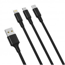 XO 3in1 Cable XO USB-C / Lightning / Micro 2.4A, 1,2m (Black)