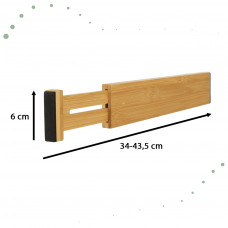 Drawer organizer adjustable bamboo separator 43x6x1.5cm 1 piece