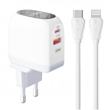 Ldnio Wall charger  LDNIO A2522C USB, USB-C 30W + USB-C - Lightning cable