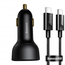 Baseus Car charger Baseus Superme, USB, USB-C, 100W + USB-C cable (black)