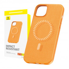 Baseus Magnetic Phone Case for iPhone 15 ProMax Baseus Fauxther Series (Orange)