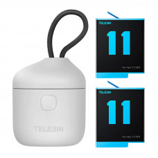 Telesin 3-slotu ūdensnecaurlaidīgs lādētājs Telesin Allin kaste + 2 akumulatori priekš GoPro Hero 12/11/10/9