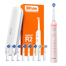 Bitvae Rotary  toothbrush with tips set and travel case Bitvae R2 (pink)