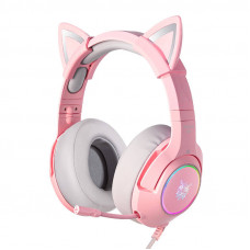 Onikuma spēļu austiņas ar kaķu ausīm ONIKUMA K9 Pink RGB