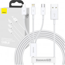 Baseus USB kabelis 3in1 Baseus Superior Series, USB uz mikro USB / USB-C / Lightning, 3,5 A, 1,2 m (balts)