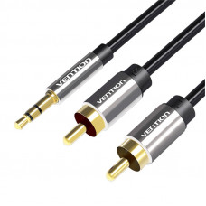 Audio kabelis 2xRCA līdz 3,5 mm Vention BCFBD 0,5 m (melns)