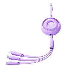 3in1 Joyroom Colorful USB uz USB-C/Lightning/Micro USB kabelis 3,5A, 1m (violeta)