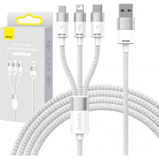 3in1 USB kabelis Baseus StarSpeed ​​Series, USB-C + Micro + Lightning 3,5A, 1,2m (balts)