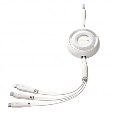 3in1 Joyroom Krāsains USB uz USB-C/Lightning/Micro USB kabelis 3.5A, 1m (balts)