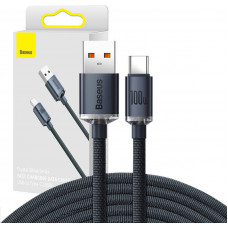 Ātrās uzlādes un datu pārraides kabelis Baseus Crystal Shine Series USB to USB-C, 100W, 2m (black)