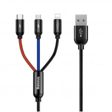 Baseus 3in1 kabelis USB-C / Micro 3,5A 0,3m (melns)