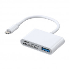 Ātrais lādētājs USB OTG adapteris Joyroom S-H142 SD karšu lasītājs, microSD (balts) 10 + 4 gab PAR BRĪVU