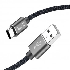 Budi USB-A–USB-C kabelis Budi 206T/2M 2,4A 2M (melns)