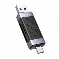 Orico CD2D-AC2-BK-EP TF/SD atmiņas karšu lasītājs, USB + USB-C (melns)