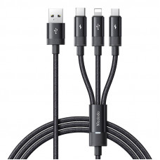 Mcdodo 3in1 USB uz USB-C / Lightning / Micro USB kabelis, Mcdodo CA-5790, 3,5 A, 1,2 m (melns)