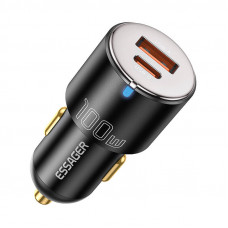 Essager automašīnas lādētājs USB-A+USB-C 100 W Essager (melns)