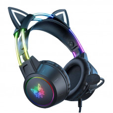Onikuma X15 PRO spēļu austiņas ar kaķu ausīm (melns)