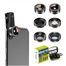 Apexel Mobile lens kit APEXEL APL-DG6V2 6 in 1 universal (black)