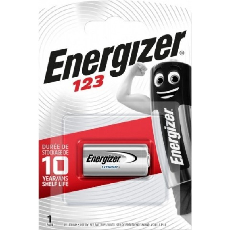 Energizer CR123 BLISTERA IEPAKOJUMĀ 1GB.