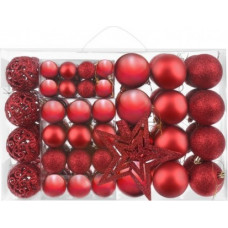 100 Ziemassvētku bumbiņu komplekts + sarkana zvaigzne (14789-uniw)