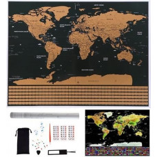 Pasaules karte — momentloterijas kartīte ar karodziņiem un piederumiem (14053-uniw)