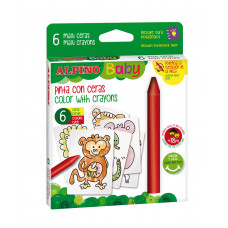 ALPINO BABY Thick wax crayons 6 colors + jungle cards