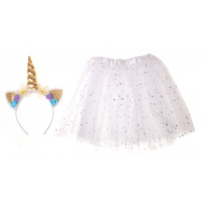 Unicorn carnival costume headband+skirt white 3-6 years old
