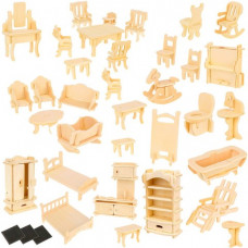 Kruzzel A set of wooden furniture for dolls 34 pcs. (14114-uniw)